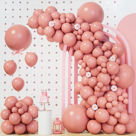 Bonropin 140Pcs Dusty Pink Balloons Vintage Balloon Garland Arch Kit 5/10/12/18 Inch Matte Latex Different Sizes as Birthday Baby Shower Wedding Bridal Party Decorations