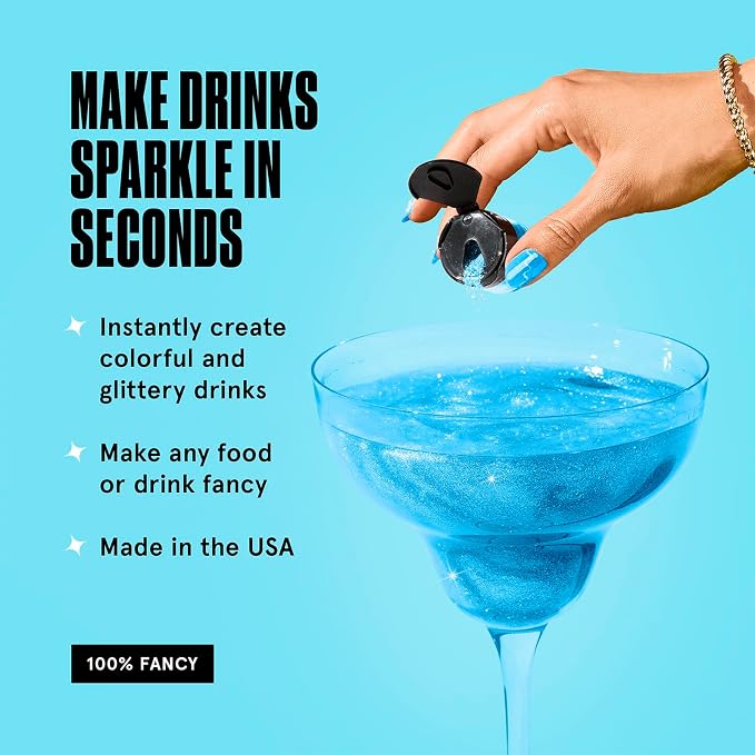 Fancy Sprinkles 4th of July Aquamarine Blue Edible Glitter | Luster Dust for Drinks, Cocktails & Cake Decorating | Vegan, Gluten Free, Non-GMO | Made in USA | 4gm