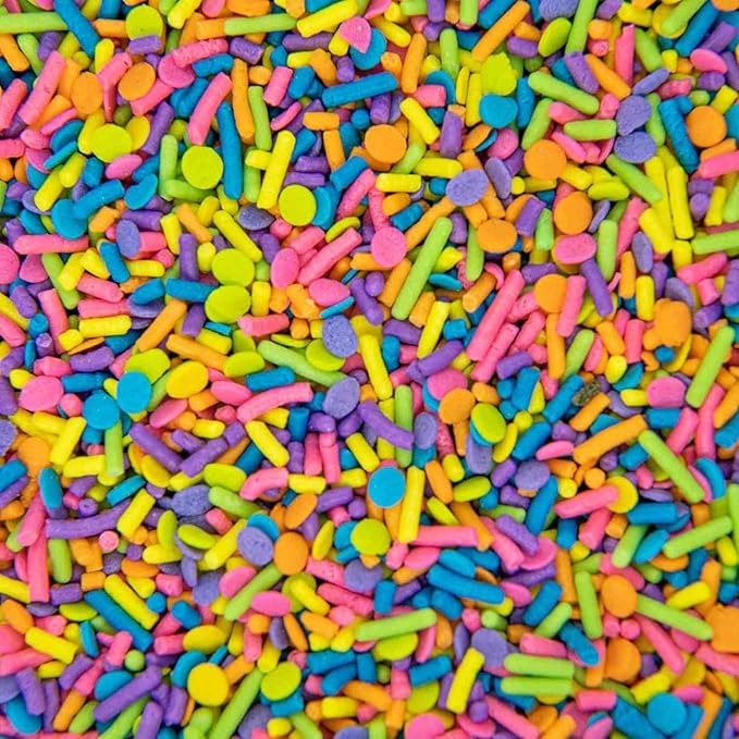 Neon Colorful Sprinkles Confetti Funfetti Sprinkles for Cake Decorations, Cupcake Toppers Cinco De Mayo Summer Fiesta Luau Trolls Sprinkle for Cookies, Cupcakes, Toppings and Decorating Sprinkle