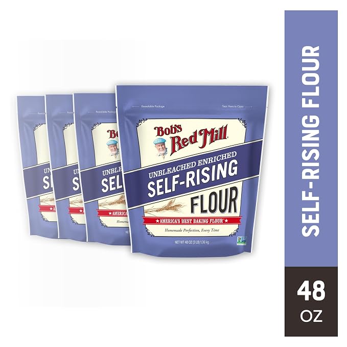 Bob’s Red Mill Self-Rising Flour - 3 lb Bag (Case of 4), Ideal for Biscuits, Pancakes, Quick Breads, Non-GMO, Kosher