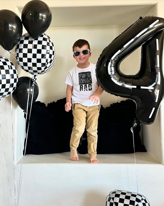 Race Car 5 Balloon, Number Balloons 40 Inch, 5th Black Birthday Balloon Decorations, Race Car Birthday Party Supplies, 5 Number Balloons, Number 5 Balloon