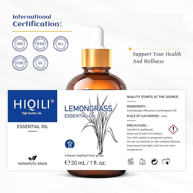 HIQILI Essential Oil - Lemongrass - 1.01 Fl. Oz