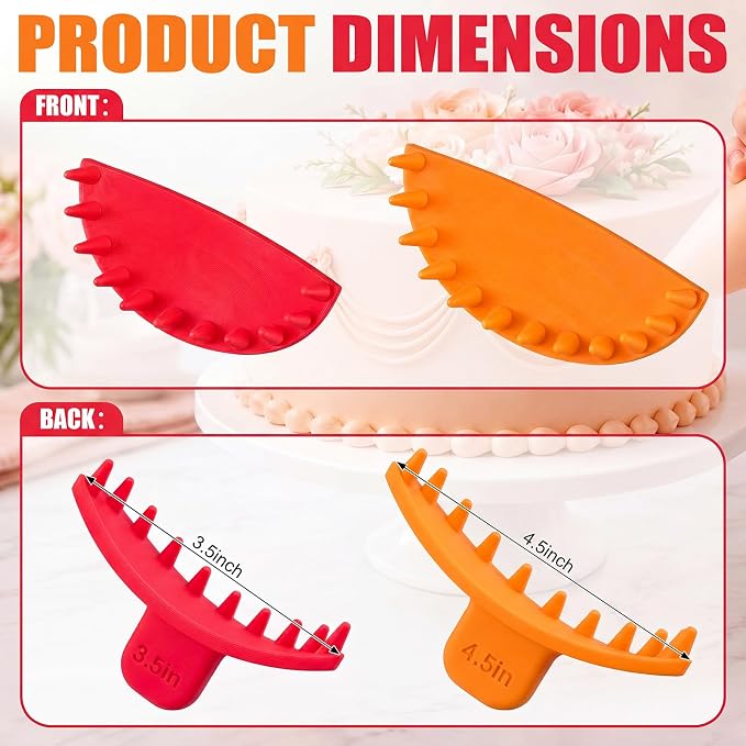 Hushee 2 Pcs Cake Arch Guide Tool Cake Decoration Tools Swag Marker Tool Piping Guide Convenient for Controlling Size and Position for Piping Beginners and Baker (Orange and Red)