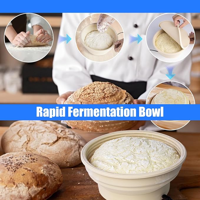 Foldable Dough Fermentation Basket Electric Thermostatic Food Grade Silicone Bannetons Batter Bowl Home Baking Supplies Electric Yeast Proofer