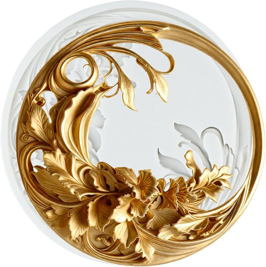 Flower Wreath Silicone Mold Baroque Scroll Leaf Fondant Molds for Cake Decorating Chocolate Cupcake Topper Candy Polymer Clay Gum Paste