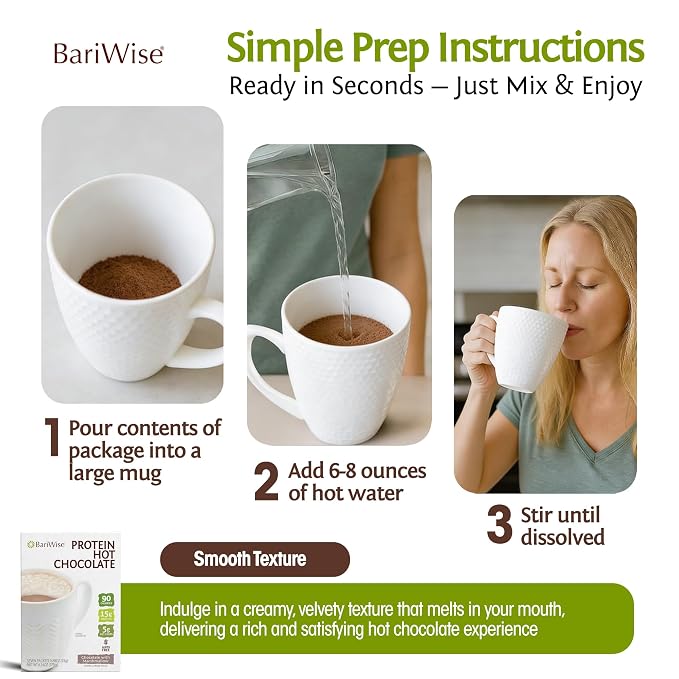 BariWise Protein Hot Chocolate with Marshmallows, Hot Cocoa, Low Sugar, Low Carb, Keto Friendly & Gluten Free (7ct)