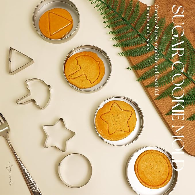Dalgona Candy Mold Kit – Stainless Steel Cookie Cutters Set with Needle Tool, Sugar Biscuit Molds for Korean Dalgona Candy, Chocolate, Fondant – Reusable Baking Tools for Party & DIY（13 Set）