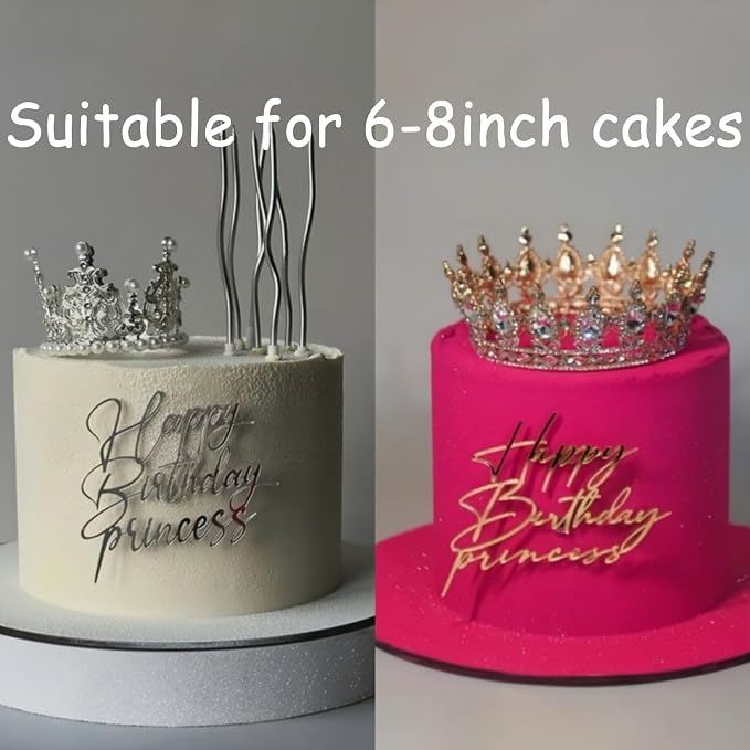 Acrylic Happy Birthday Cake Topper Durable Reusable Perfect for Birthday Cakes, Cupcakes, Dessert Tables Ideal for Kids Adults Birthday Celebrants (Gold,Sliver)