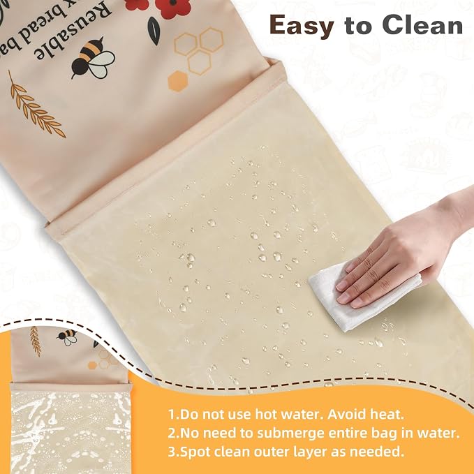 2 Pack Beeswax Bread Bags for Sourdough Homemade Bread, XL Reusable Bread Storage Bag, Organic Waxed Line and Linen Fabric Bread Bag for Home Bakers, Picnics Work or Gift-Giving