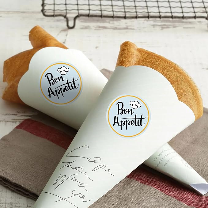 300PCS Bon Appetit Sticker,Enjoy Your Meal Stickers,1.5" Round Sealed Labels for Food Service,Bakery Packaging,Catering Business