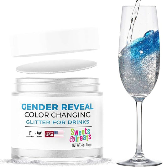 Boy Gender Reveal Decorations Edible Glitter for Drinks, Magical Gender Reveal Popper Ideas, Surprise Its a Baby Boy Gender Reveal Sprinkles as Drink Glitter or Brew Glitter, Baby Reveal - Blue Edible Glitter