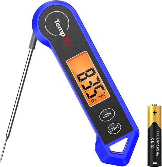 TempPro TP19H Digital Meat Thermometer for Cooking, 1 Sec Instant Read Food Thermometer with Motion-Sensing Wake for BBQ Grill Oil Fry Candy for Fathers Day Gift for Dad Men (Previously ThermoPro)
