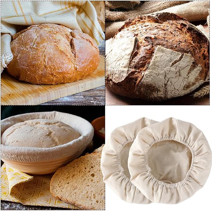 KONGDY 6 Pieces 10 Inch Round Banneton Bread Proofing Basket Cloth Liner, Natural Weave Dough Sourdough Baking Dough Basket Cloth Liner (Basket Not Included) (Round)