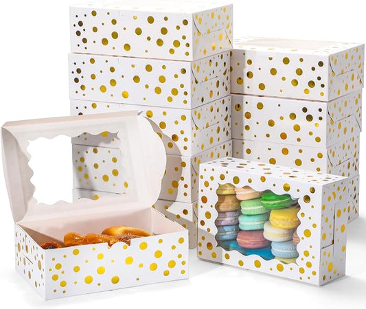 12Pcs 9"x6"x3" Christmas Cookie Boxes with Window, White Bakery Boxes for Cookie, Treat Boxes Pastry Boxes for Gift Giving, Chocolate Covered Strawberries, Dessert, Donut, Cupcakes Muffins