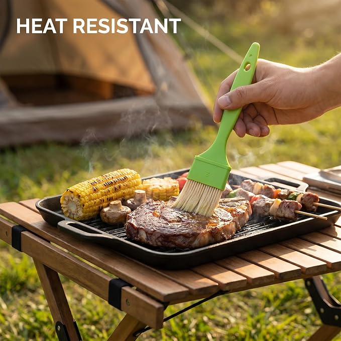 3 PCS Food Brushes for Cooking, 1/1/2 Inch Baking Brush for Cooking Heat Resistant Bristle Basting Brushes with Hang Hole Design for Kitchen Baking Grilling Marinade Butter, Green