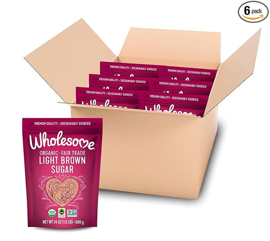 Wholesome Fair Trade Organic Light Brown Sugar, 24oz, 6-Pack