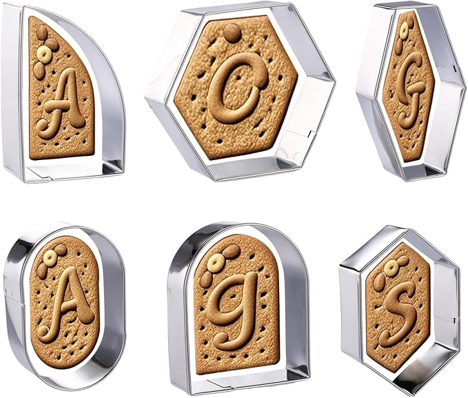 6pcs Geometric Plaque Cookie Cutter, 6 Styles Plaque Biscuit DIY Baking Cookie Cutter Shape Set Kitchen Utensil for Making Biscuit Bread Dough Dessert Mold