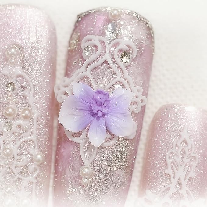 3Pcs Flower Nail Art Silicone Molds, 3D Floral Charms Kit, Daisy Sunflower Tulip for UV Gel Acrylic DIY Craft Supplies