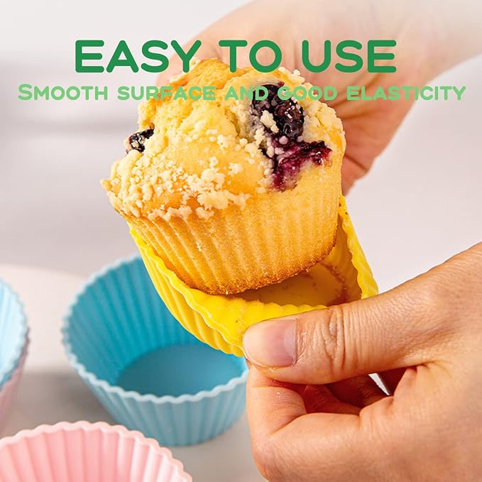 16 Pack Silicone Cupcake Liners, Reusable Muffin Cups for Baking Cake Molds, Muffin Liners, Dishwasher Safe Standard