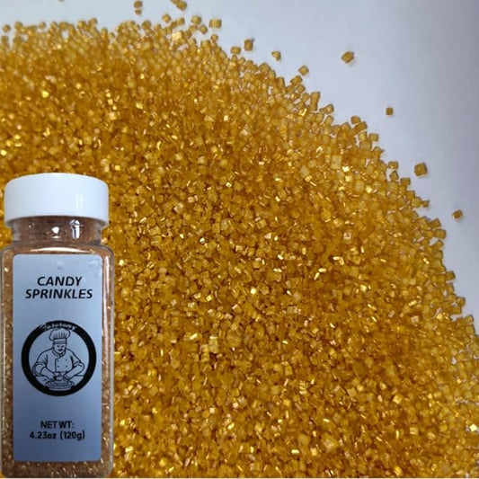 HeDeon&Rles Edible Gold Sanding Sugar Crystals for Baking 120g/4.23oz Sparkling Sugar Crystals Cake Cupcake Pancake Ice Cream Top Birthday Wedding Easter Halloween ChristmasCake Decoration