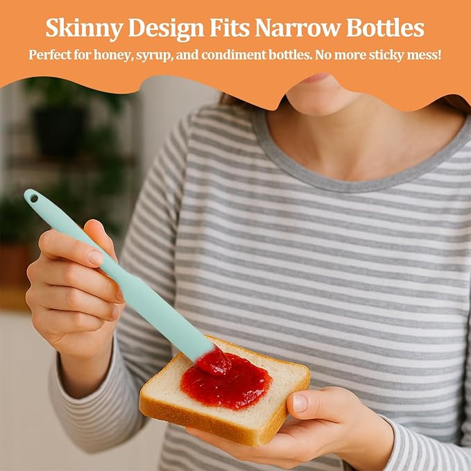 6 Pack Silicone Jar Spatula Small Silicone Spatulas Mini Jar Scraper for Peanut Butter, Mayo, Jams Flexible Kitchen & Baking Tools