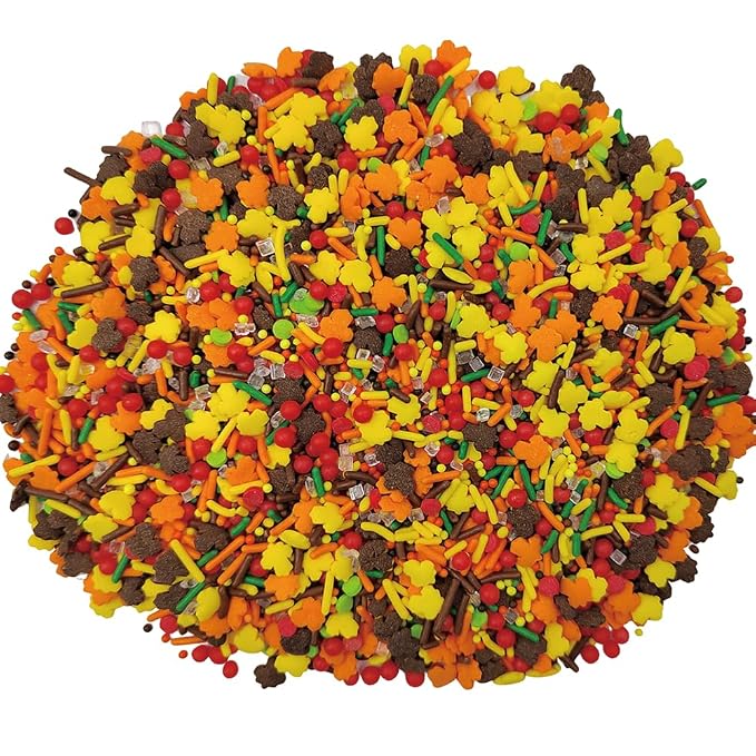 Homankit Thanksgiving Sprinkles Autumn Fall Sprinkles Edible Maple Leaves Confetti Sprinkle for Baking Cake Cupcake Toppers Cookie Donut Dessert Decoration 3.53 Ounces