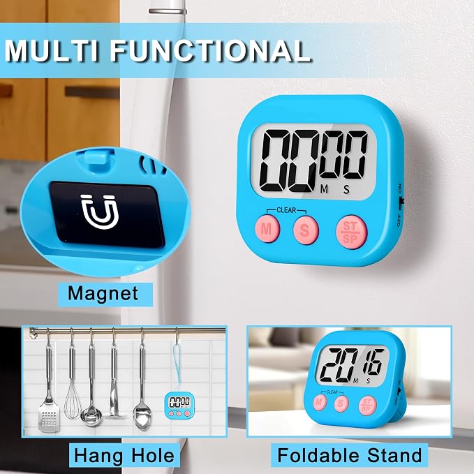 ZILLEEN Classroom Timer for Kids Teachers Digital Timers, Blue Green 6 Pack