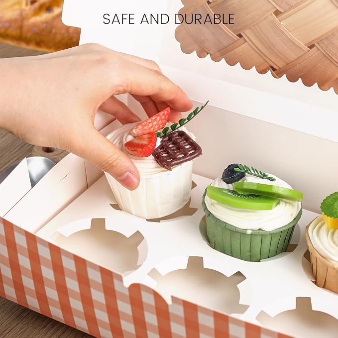 VGOODALL 6 Count Cupcake Boxes, 15PCS 9.5"x6.3"x3" Cupcake Container with Window Boxes Holding 90 Pastry Box for Birthday Holiday Party Bakery Supplies