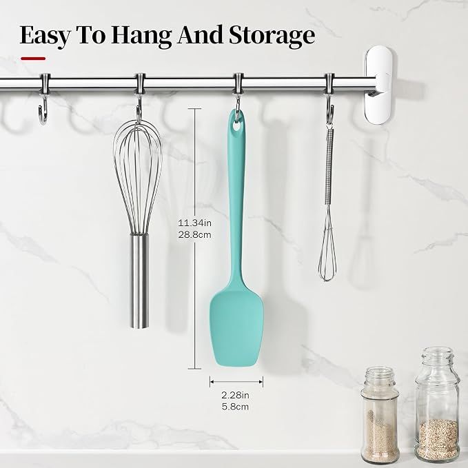 600ºF Heat Resistant Silicone Spoon Spatula for Cooking, Aqua Sky | High Heat Food Safe Seamless Kitchen Spoonula Scraper for Baking Mixing Scraping Stirring Egg Nonstick Cookware Pan Bowl
