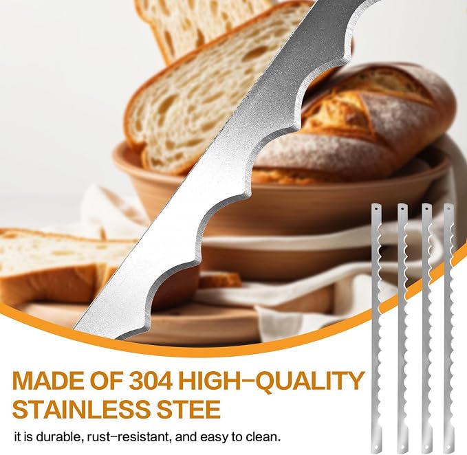 36 Pcs Bread Bow Knife Blades, 10.8" Serrated Stainless Steel blades with Screws, Screwdriver, and Safety Guard, Replacement for Wood Bread Cutter, Bow Bread Knife Replacement Blades