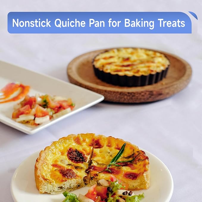 6 Pack Quiche Pans, Nonstick Tart Pans with Removable Bottom for Baking Treats, Pie, Quiches, Tartlets (5 Inch)