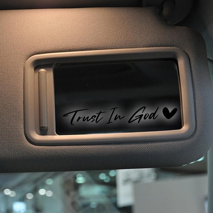 3 x Trust in God Car Mirror Decal Black Stickers for Cars Rearview Mirror Decal for Women Cute Decals Vinyl Affirmation Stickers for Window, Tumbler, and Water Bottle