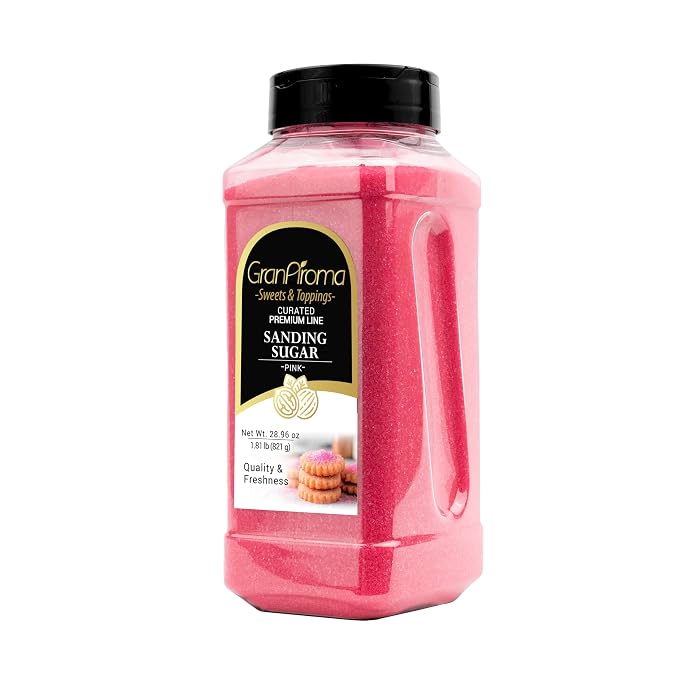 GranAroma Sanding Sugar, Decorative, Cookies & Sweets (Pink) (28 Ounce)