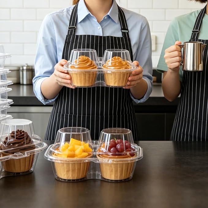 150PCS Cupcake Containers 2 Count | 2 Pack Cupcake Containers with Clear PET Hinged Lid, Double Dessert Holder Boxes for Muffins, Bakery, Parties and Sweet Gifts