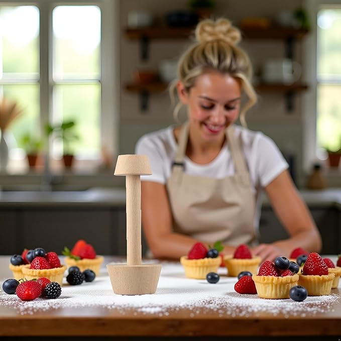 2Pcs Tart Tamper Pastry Tamper Double Side Wooden Egg Tart Tamper Mold DIY Cake Pastry Pusher for Kitchen Party Baking Tools Tart Tamper, Pie, Tart and Quiche Pans,Tart Pans