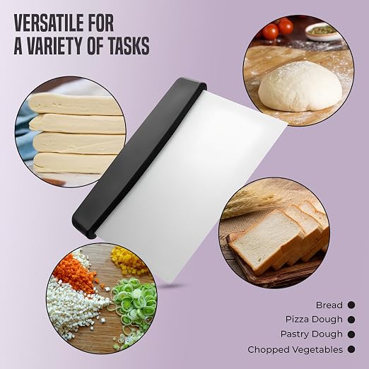 OCS Parts 6-Pack 6" Stainless Steel Dough Cutter and Bench Scraper | Black Handle | Cutter for Pizza Dough, Bread, and Pastry Dough | Multipurpose Kitchen Utensil