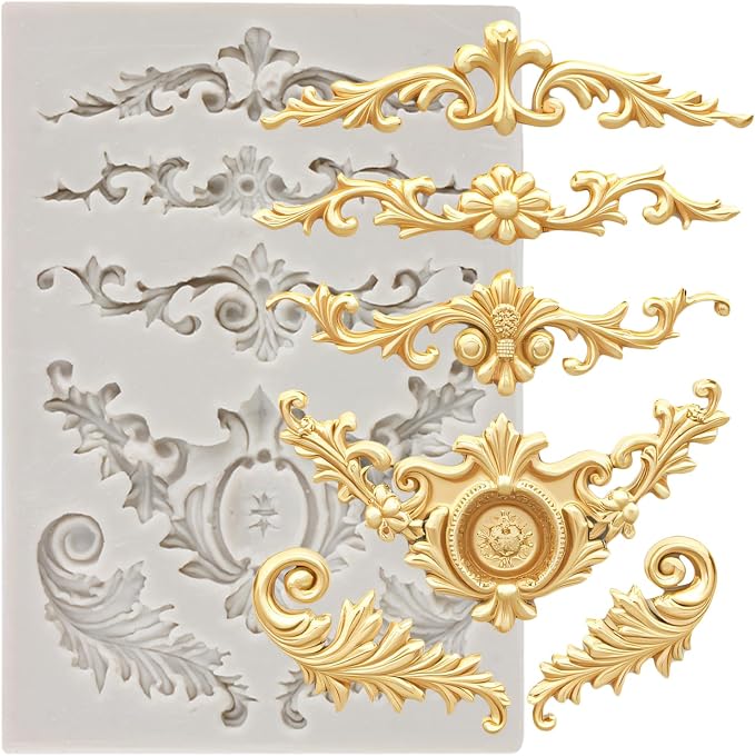Baroque Silicone Molds Scroll Baroque Fondant Border Mold For Cake Decorating Cupcake Topper Candy Chocolate Gum Paste Polymer Clay Set Of 1