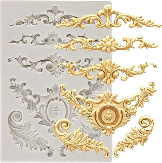 Baroque Silicone Molds Scroll Baroque Fondant Border Mold For Cake Decorating Cupcake Topper Candy Chocolate Gum Paste Polymer Clay Set Of 1