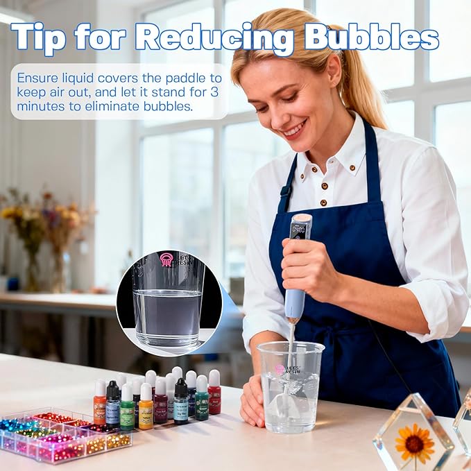 LET'S RESIN Upgraded Rechargeable Resin Mixer，Handheld 3-Speed Epoxy Mixer with Minimizing Bubbles, Electric Resin Mixing Tool for Epoxy Resin, Silicone, Paint, DIY Crafts