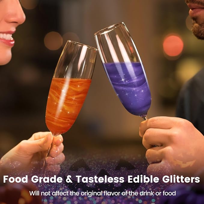 5 Colors Edible Glitter Set, Food Grade Edible Glitter for Drinks, Flavorless Luster Dust Shimmer Powder for Baking, Cakes, Cocktails, Beverages, Strawberries, Cookies, Candies, Fondant (5g/Bottle)