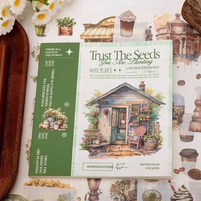 Beautiful Garden Theme Sticker Scrapbooking Supplies for Junk Journal, 50 Sheets Washi Stickers - Vintage Journaling Stickers, Ephemera Sticker Book Pre Cut(TZ-005-005)