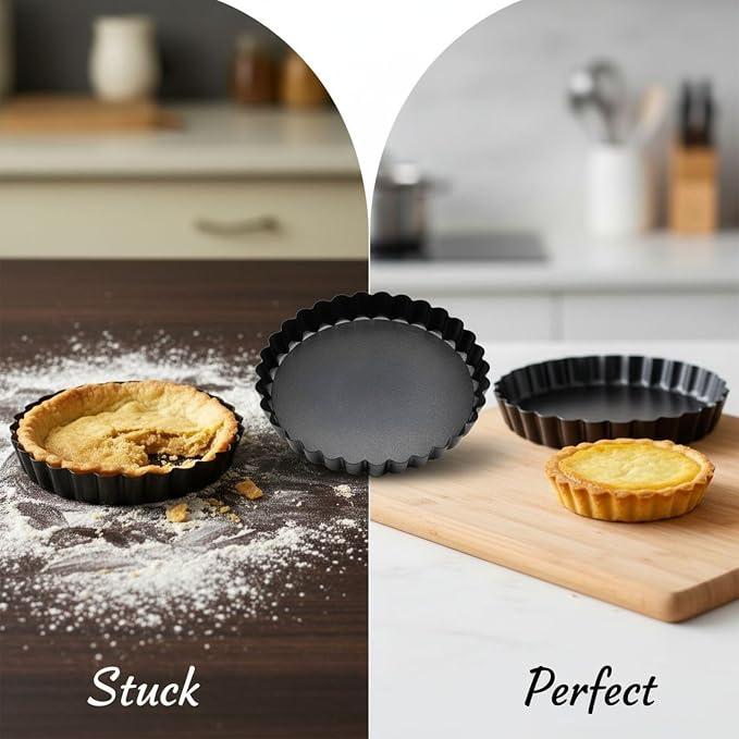 16 Pcs Mini Tart Pans Set, 3.1 inch Tart Pans with Removable Bottoms, Carbon Steel Mini Quiche Pans, Fluted Design for Baking