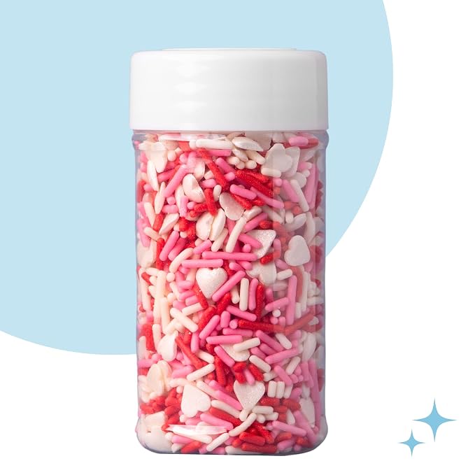 Sweets Indeed Sprinkles, 4 Pack, Edible Sprinkle Mix, Perfect for Cake Decorations, Baking, Ice Cream, Cookies, Cupcake Topper (Sweetheart)