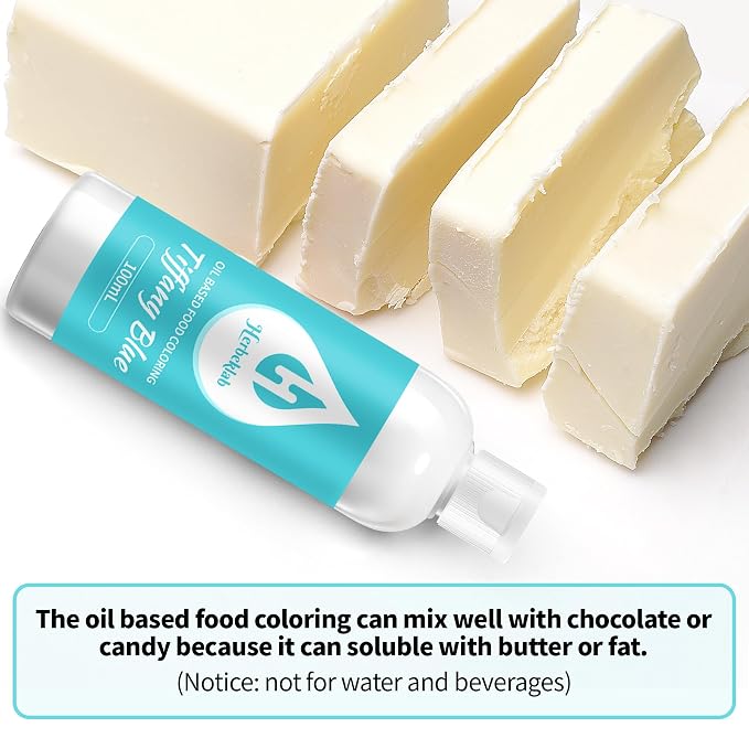 Tiffany Blue Oil Based Food Coloring for Chocolate – Herbeklab 100ml Professional Concentrated Oil Food Dye for Candy Melts, Chocolate, Cake Pops, Strawberries & Baking