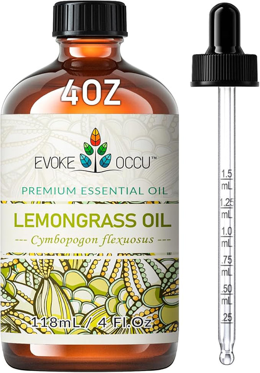EVOKE OCCU Lemongrass Essential Oil for Diffuser Candle Spray Soap Making - 4 FL Oz
