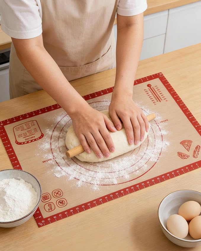 Large Silicone Pastry Mat Extra Thick Non Stick Baking Mat with Measurement Fondant Mat, Counter Mat, Dough Rolling Mat, Oven Liner, Pie Crust Mat 20'' * 27''
