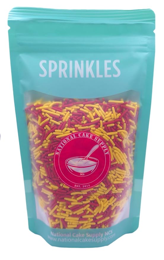 NCS Red & Yellow Jimmies Edible Sprinkles – Cupcake, Cake & Cookie Decorations, 7 oz