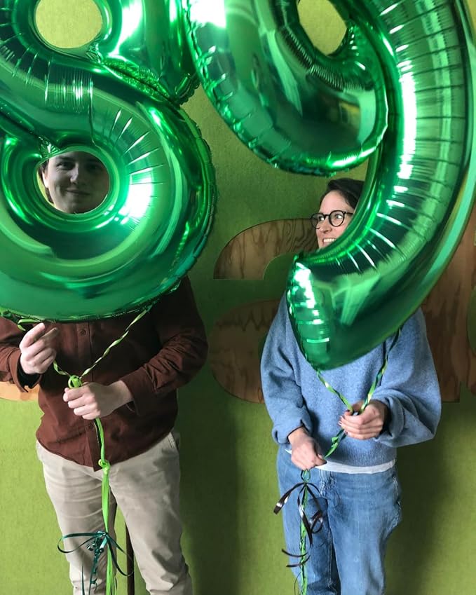 Dark Green Number 8 Balloon 40 Inch, 8th Birthday Party Decorations for Children, Giant 8 Foil Balloon for Party Supplies