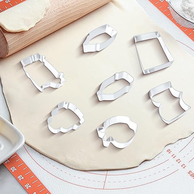 9 Pieces Back to School Cookie Cutters Set, Stainless Steel School-Themed Biscuit Mold Includes Apple Pencil Ruler Notebook School Bus Blackboard Book Backpack Crayon Baking Decorations