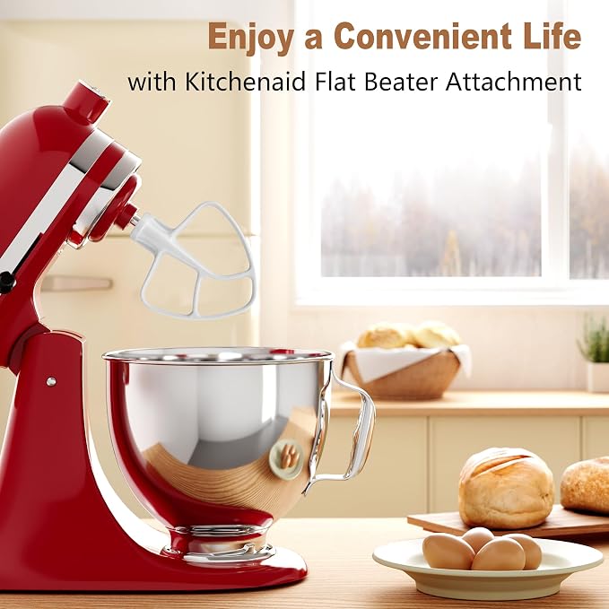Paddle Attachment for KitchenAid Mixer 4.5-5 Qt Tilt-Head, Premium Coated Flat Beater Replacement for Cake Batter & Cookie Dough, Dishwasher Safe Mixer Accessories